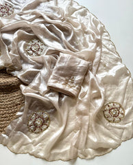 Magic Soft Fendy Silk With Khatli Handwork Butta Designer Saree