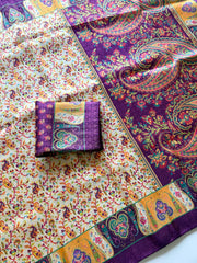 Beautiful Digital Printed Pashmina Zari &  Jacquard Weaving Saree