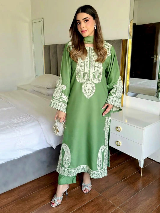Beautiful Nylon Organza Silk With Embroidery Work Suit