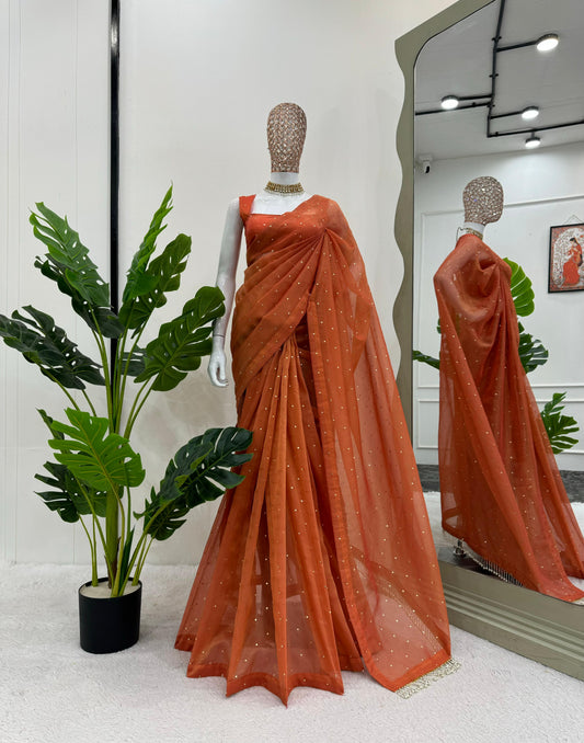 Designer Chimar Tissue Silk Work Saree