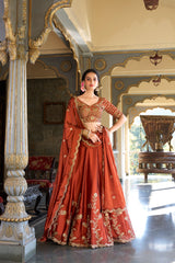 Beautiful Rangoli Silk Sequence and Thread Embroidery Work Lehenga Choli