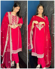 Party-wear Designer Chinon Silk Cording Sequence Embroidery Work Dress