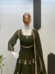 Party-wear Georgette Sequence Embroidery Work Gown