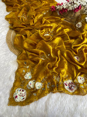 Party-wear Beautiful Fendy Satin Hand-work Saree