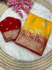 Beautiful Hand Dying Dola Silk Trending Designer Saree