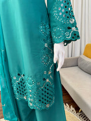 Beautiful Designer Natural Crepe Thread Work Suit