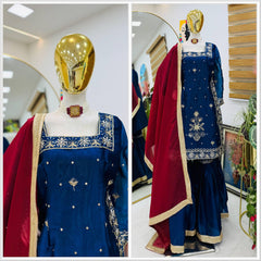 Party-wear Jimmy Choo Cording Embroidery Sequence Work Top palazzo Set