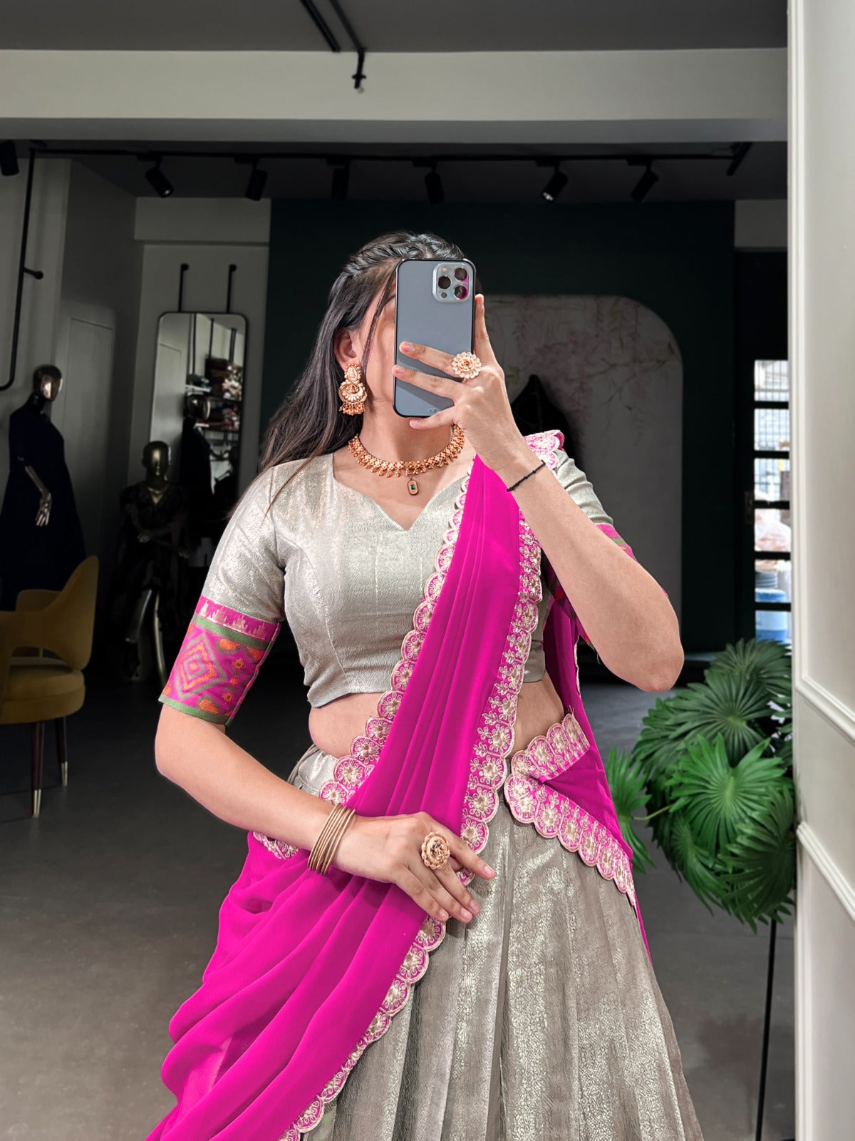 Beautiful Jacquard Weaving Kanjivaram Ikkat Lehenga Choli