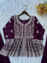 Festive Special Georgette Embroidery Sequence Work Salwar Suit