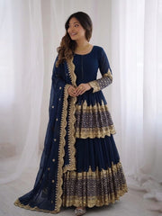 Elegant Designer Georgette Embroidery Work Sarara Set