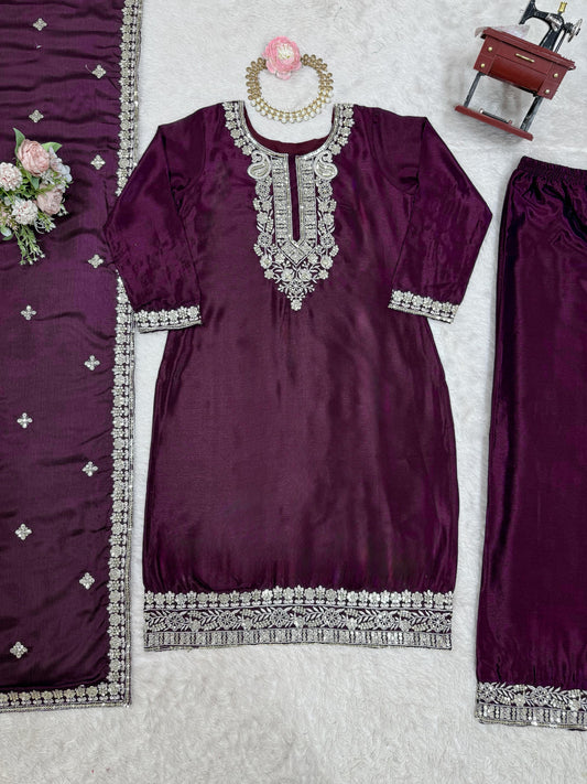 Beautiful Trending Chinon Silk Thread With Sequence Work Sharara
