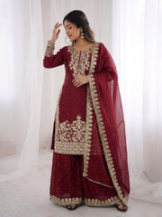 Festive Special Jimmy Silk Embroidery Coding Sequence Work Designer Suit