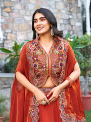Wedding Special Fendy Silk Embroidery Sequence Thread Work Indo-Western Wear