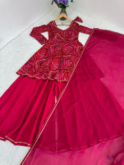 Beautiful Viscous Rayon Bhandhni Kediya Style Sharara