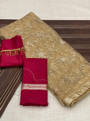 Beautiful Pure Soft Mono Net Work  Saree