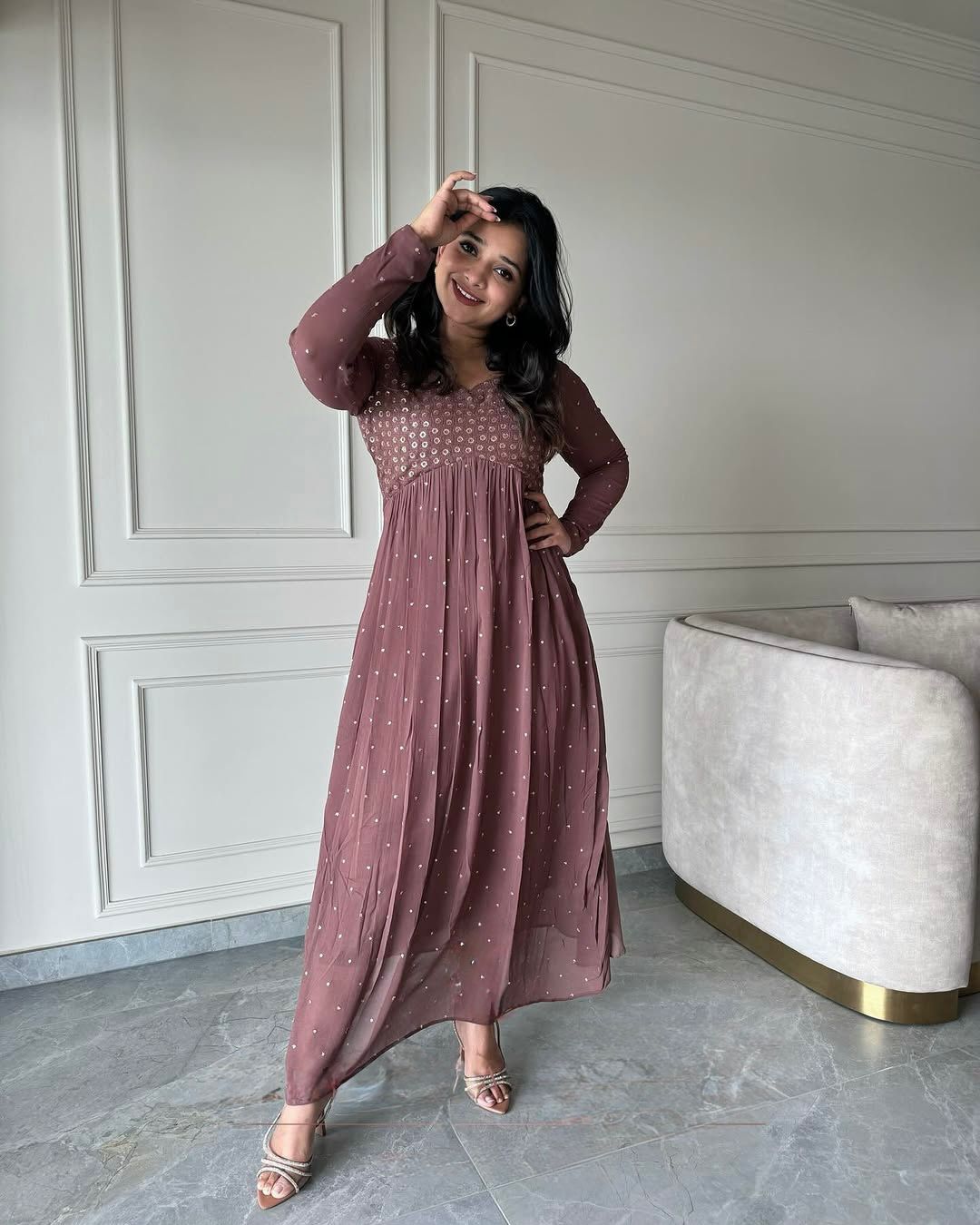 Designer Georgette Embroidery Sequence Work Salwar Suit