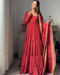 Beautiful Festive Special Georgette Ruffle Style Anarkali Gown