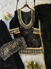 Winter Special Velvet Real Mirror With Embroidery Work Suit
