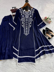 Stylish Charming Rayon Cotton Thread With Real Mirror Work Dress