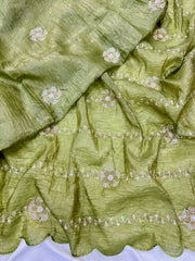 Party-wear Gold Crush Beats Sequence Work Saree
