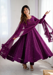 Beautiful Lukhnowi Georgette Sequence Work Anarkali Suit