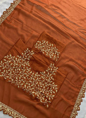 Party-wear Rangoli Silk Embroidery Cutwork Designer Saree