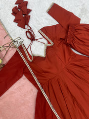 Beautiful Soft Nylon Net With Fancy Mirror Lace Gown