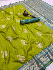 Beautiful Pure Banarasi Silk With Golden Zari Weaving Saree