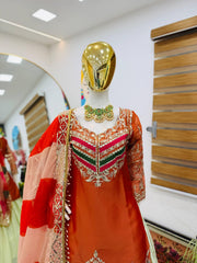 Party-wear Fendy Silk Embroidery Sequence Work Top Lehenga & Dupatta Set