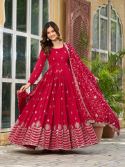 Wedding Special Vichitra silk Embroidery Work Gown