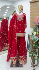 Party-wear Georgette Embroidery Sequence Work Top With Palazzo