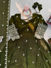 Party-wear Fendy Silk Thread With Sequence Work Gown