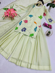 Party-wear Designer star Georgette Embroidery Sequence & Codding Floral Work Sharara