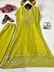Trendy Georgette Sequence & Zari Embroidery Work Kuftan-Pant Set