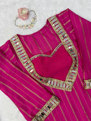 Party-wear Indo Western Gold Zari Real Mirror work Co-ord Set