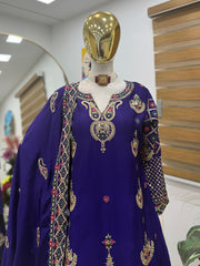 Party-wear Chinon Silk Embroidery Sequence Work Sharara
