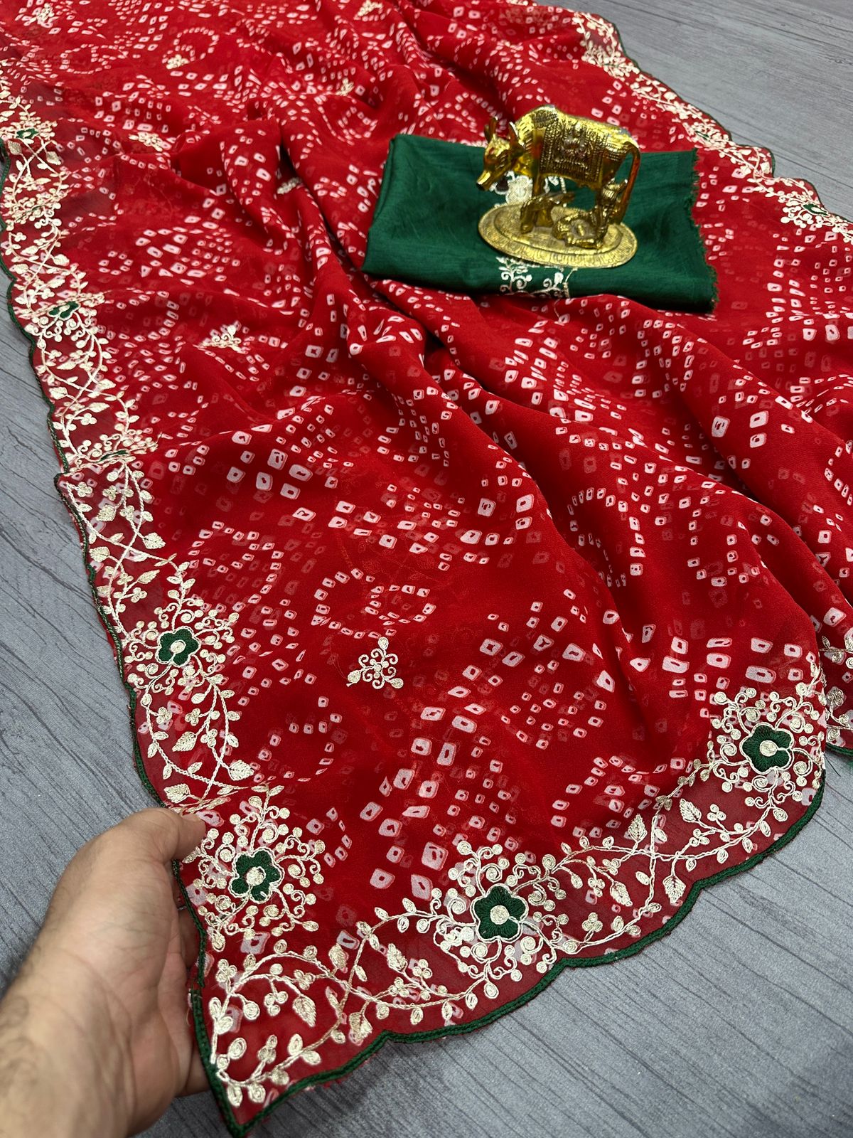 Beautiful Pure Georgette With Jodhpur Bandhani Printed Saree