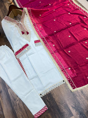 Beautiful Chinon Silk With Real Mirror & Moti Work Salwar Suit