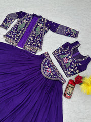 Festive Special Vichitra Silk Crop Top With Koti