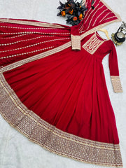 Partywear Designer Georgette Embroidery Sequence Gown