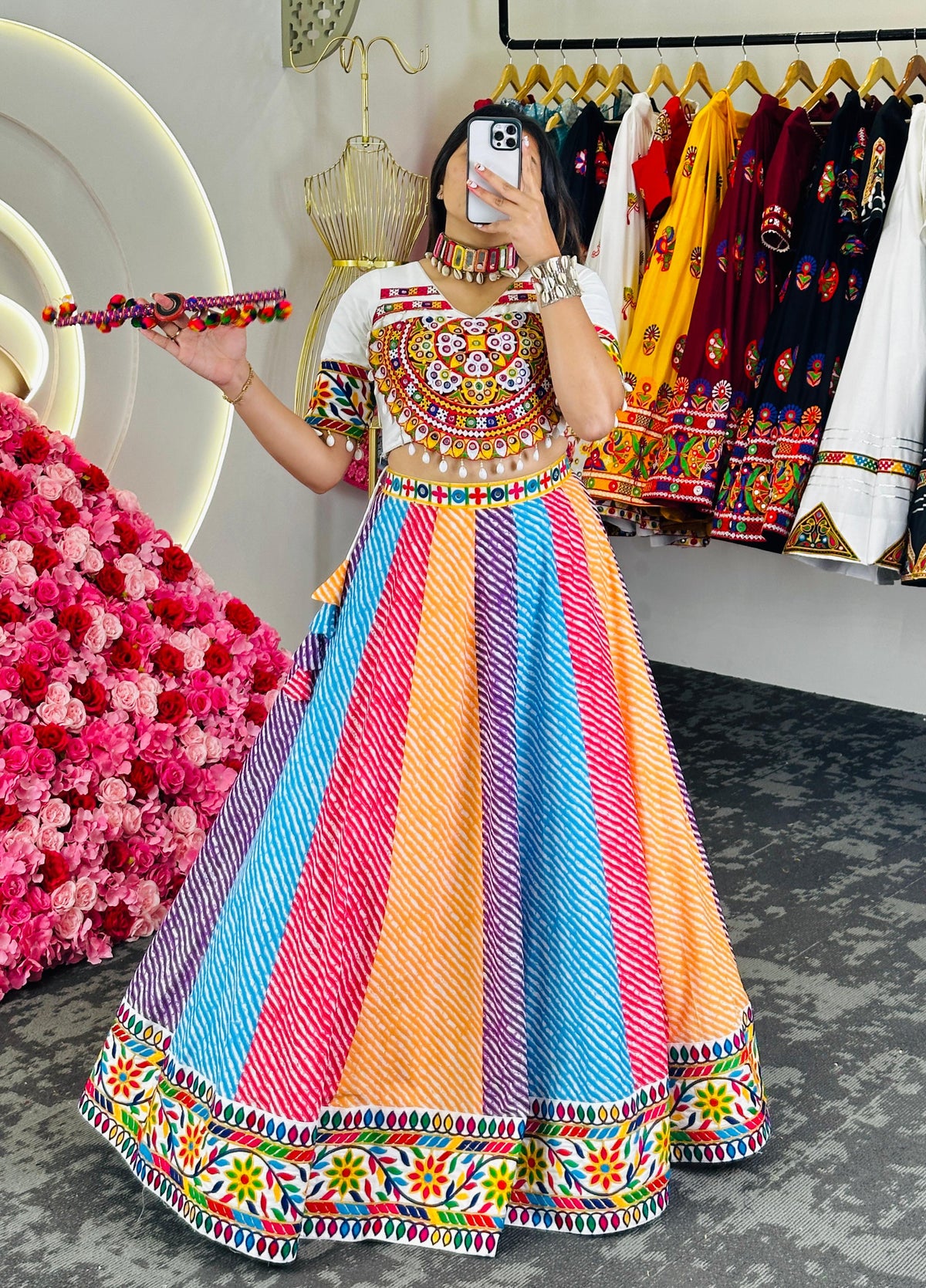 Navratri Special Rainbow Colours Reyon Digital Printed Lehenga Choli
