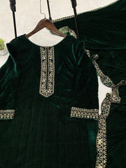 Winter Special Velvet Sequence Embroidery Work Suit