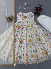 Elegant Georgette Thread With Sequence Wrok Anarkali Gown