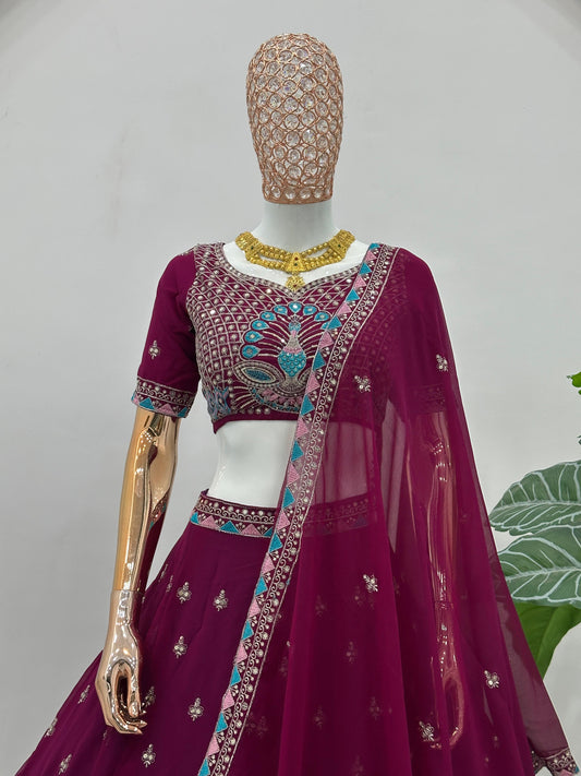 Beautiful Georgette Sequence & Thread Embroidery Work Lehenga Choli