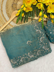 Party-wear Trending Beads Work Fendy Satin Silk Saree
