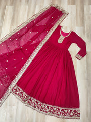 Beautiful Partywear Blooming Georgette With Zari & Sequins Embroidery Work Gown