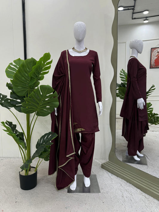 Partywear Natural Crepe Silk Beads With Moti(Handwork) Dress
