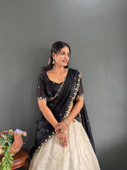 South Indian Special Festive Tissue Silk Embroidery Work Lehenga Choli