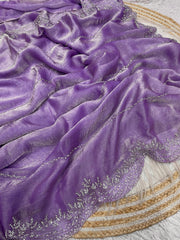 Party-wear Fendy Chiffon Blooming With Jarkhan Work Saree