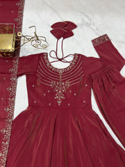 Festival Special Roman Shimmer Chanderi Silk Anarkali Gown